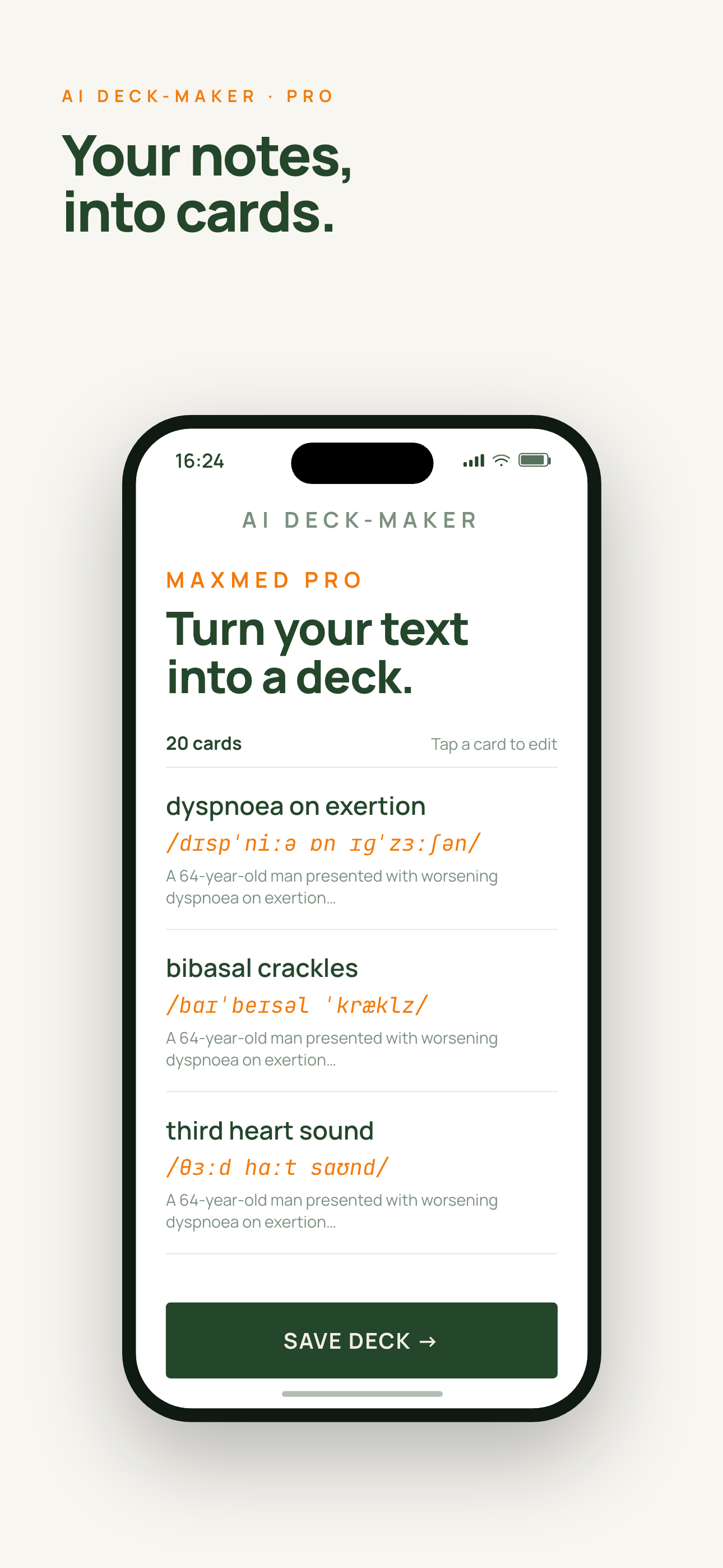 AI deck-maker: turn your notes into a full deck